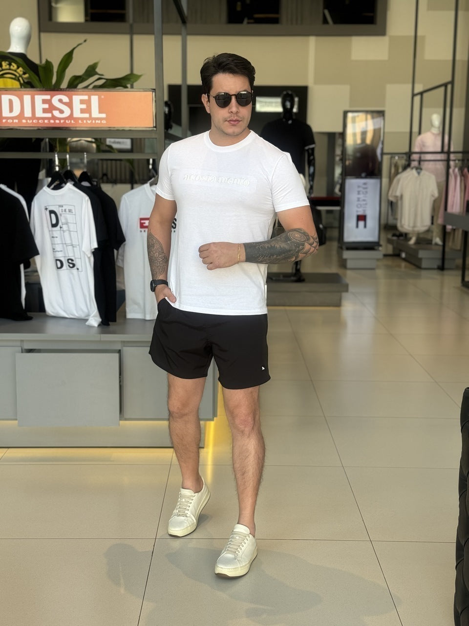 Short Acostamento Plus Size Elastano Masculino