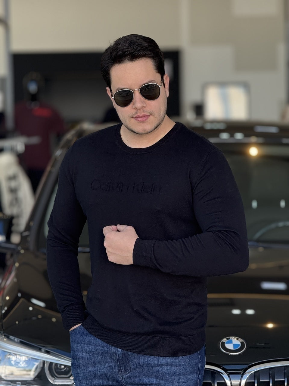 Sueter Calvin Klein Tricot com Logo Frontal Masculino
