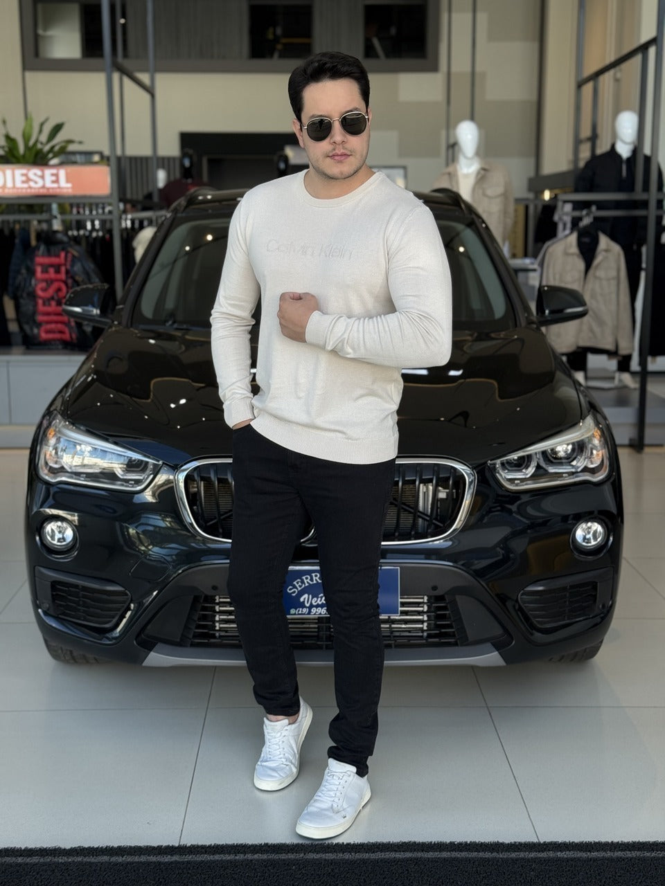 Sueter Calvin Klein Tricot com Logo Frontal Masculino