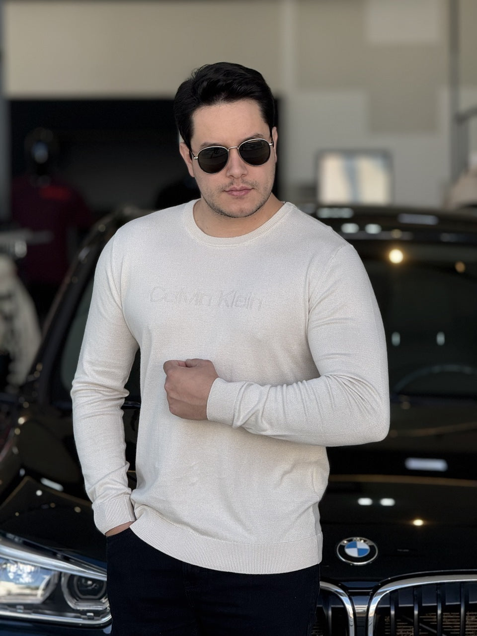 Sueter Calvin Klein Tricot com Logo Frontal Masculino