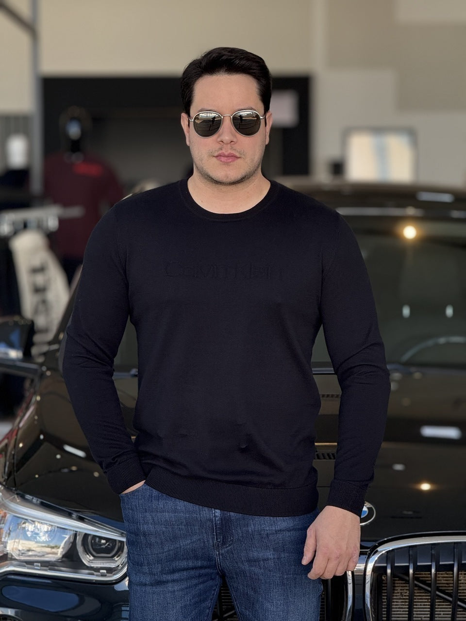 Sueter Calvin Klein Tricot com Logo Frontal Masculino