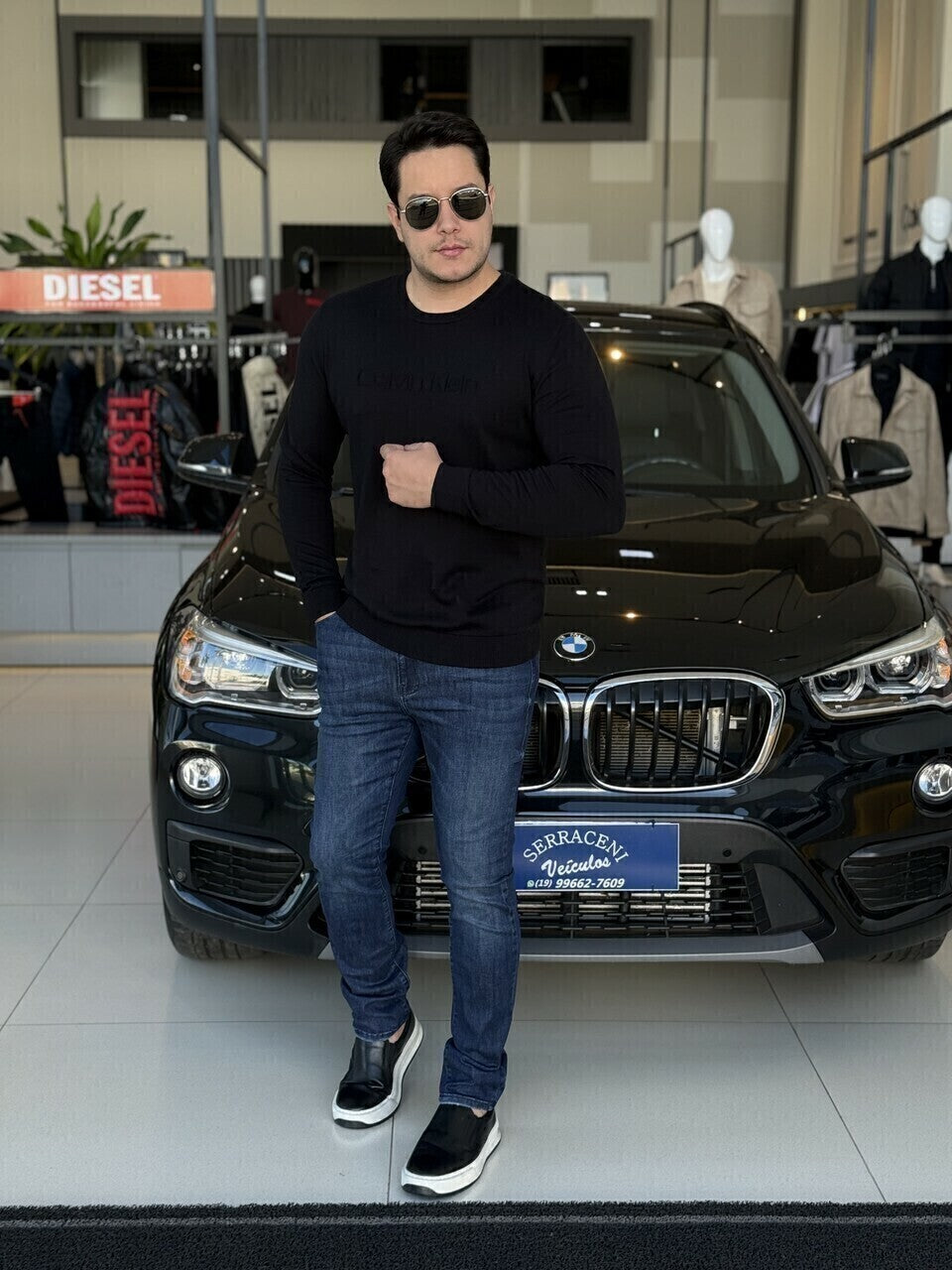Sueter Calvin Klein Tricot com Logo Frontal Masculino