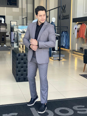 Costume Calvin Klein Essentials Slim Abotoamento Simples Masculino Cinza
