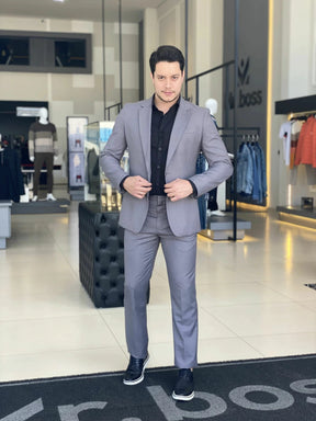 Costume Calvin Klein Essentials Slim Abotoamento Simples Masculino Cinza