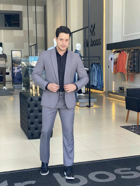 Costume Calvin Klein Essentials Slim Abotoamento Simples Masculino Cinza