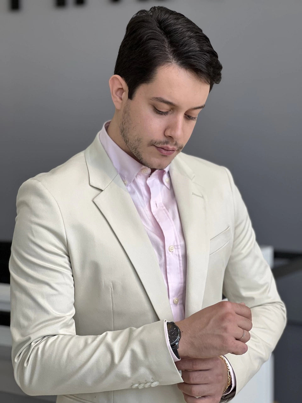 Blazer Calvin Klein Essentials Extrema Slim Algodão Areia Masculino Bege
