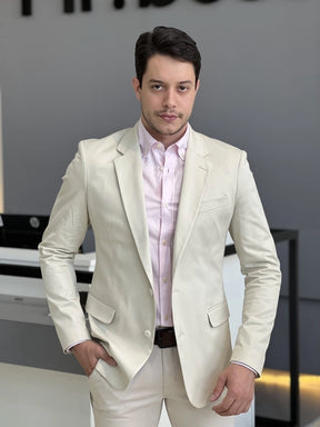 Blazer Calvin Klein Essentials Extrema Slim Algodão Areia Masculino Bege