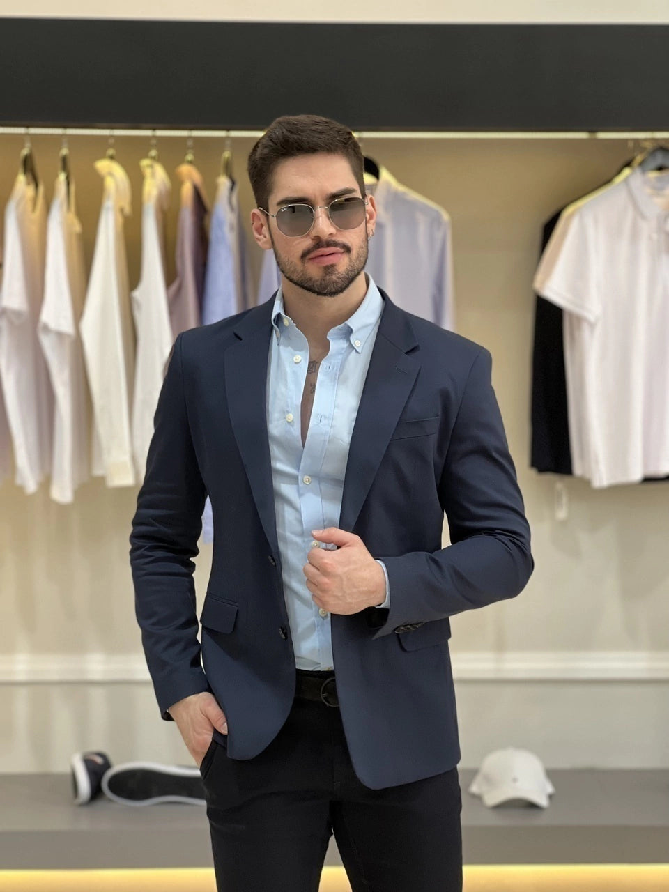 Blazer Calvin Klein Essentials Extreme Slim Masculino Azul Marinho