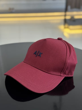 Boné Armani Exchange Logo Assinatura Bordado Relevo Frontal Masculino Bordô