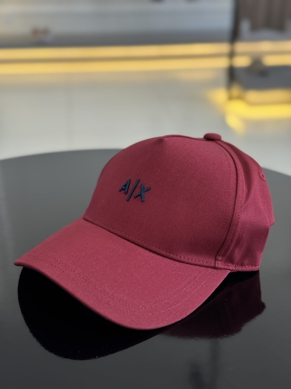 Boné Armani Exchange Logo Assinatura Bordado Relevo Frontal Masculino Bordô