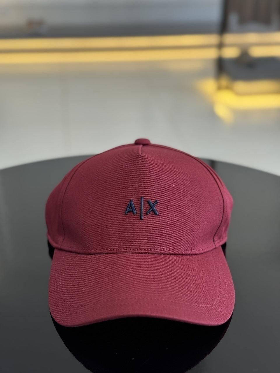 Boné Armani Exchange Logo Assinatura Bordado Relevo Frontal Masculino Bordô