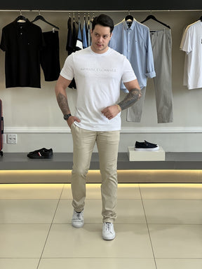Calça Armani Exchange Slim Alfaiataria 8NZP45ZN1RZ Bege Masculino Bege