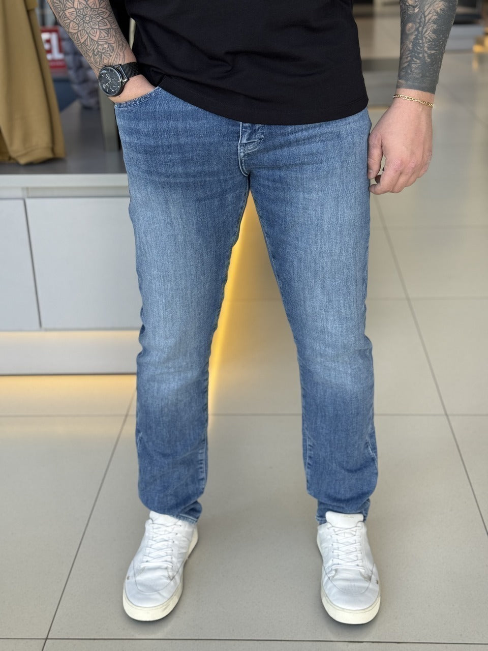 Calça Armani Exchange Jeans Fleece Slim Fit Masculino