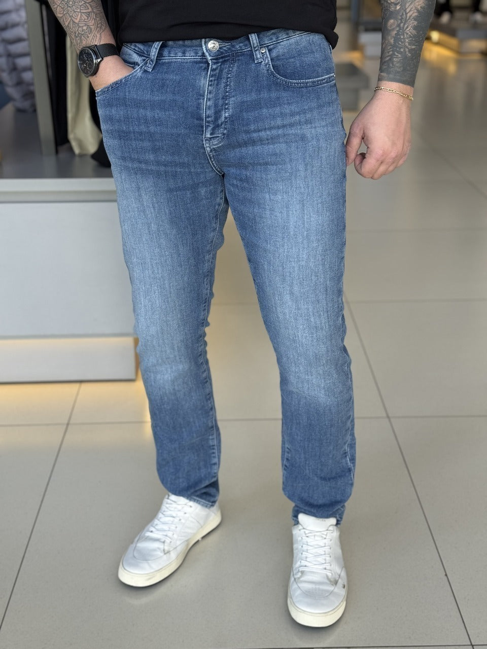 Calça Armani Exchange Jeans Fleece Slim Fit Masculino
