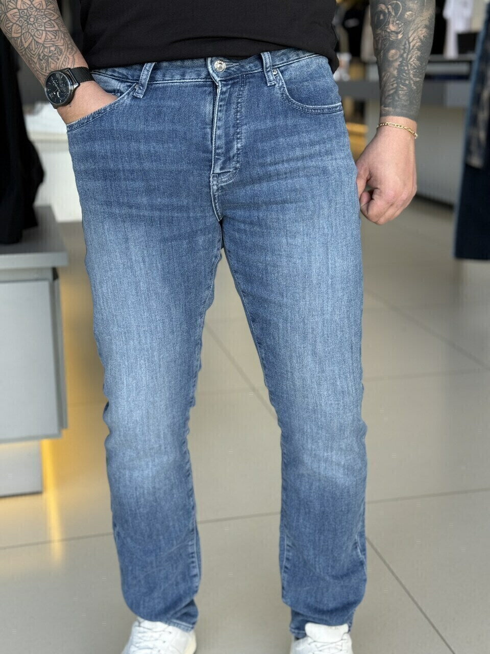 Calça Armani Exchange Jeans Fleece Slim Fit Masculino