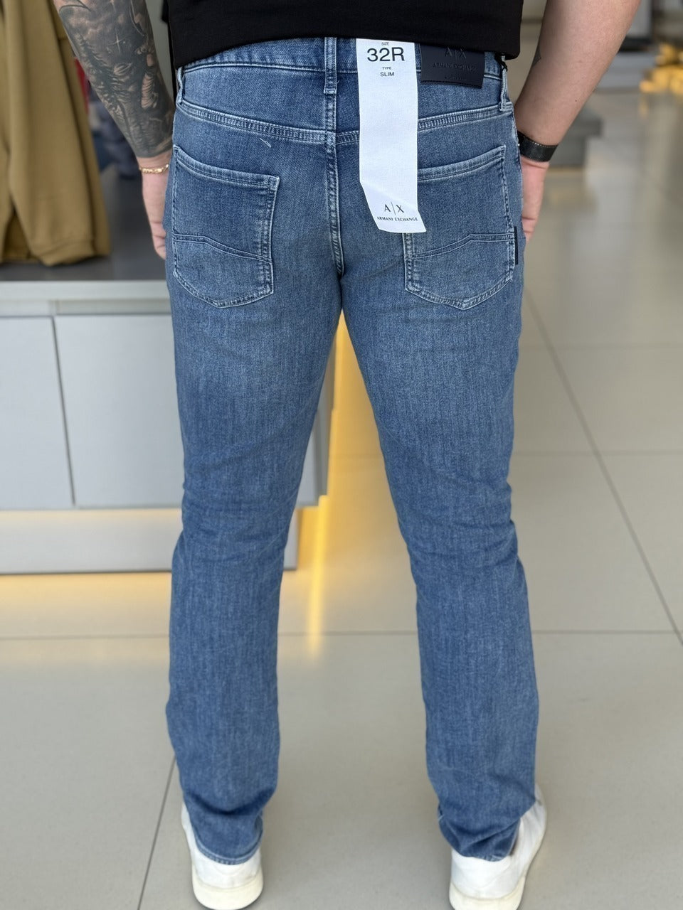 Calça Armani Exchange Jeans Fleece Slim Fit Masculino