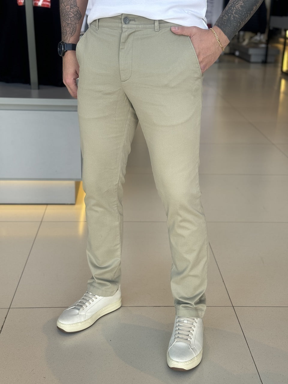 Calça Calvin Klein Slim Fit Sueded Stretch Masculino
