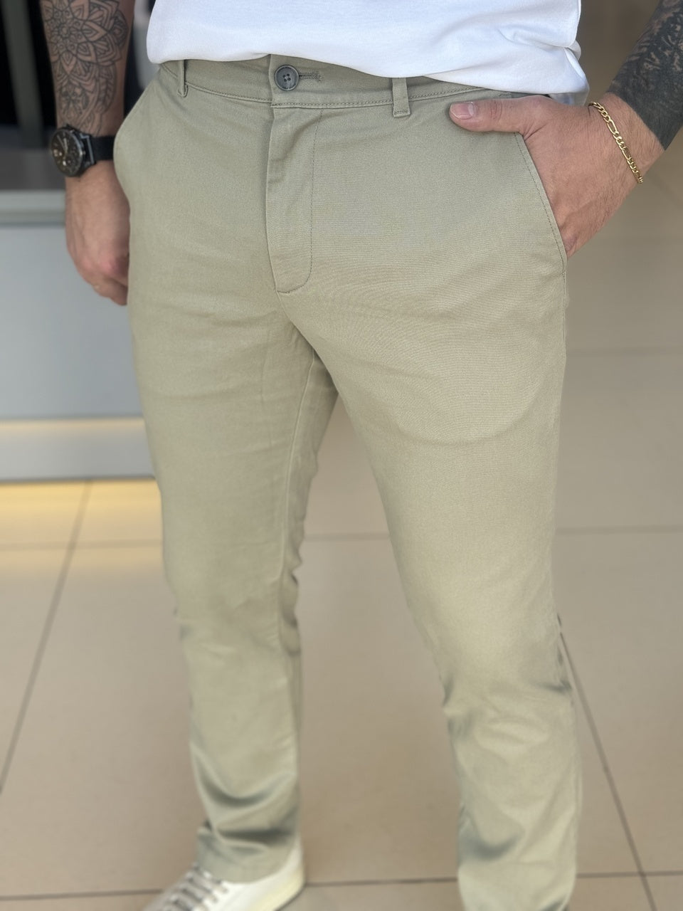 Calça Calvin Klein Slim Fit Sueded Stretch Masculino