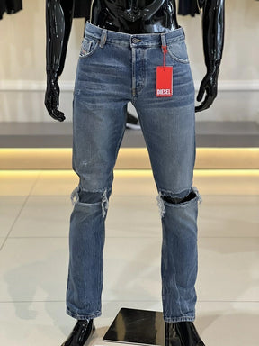 Calça Diesel Jeans Superior Quality Italian Washing Destroyed Masculino Azul
