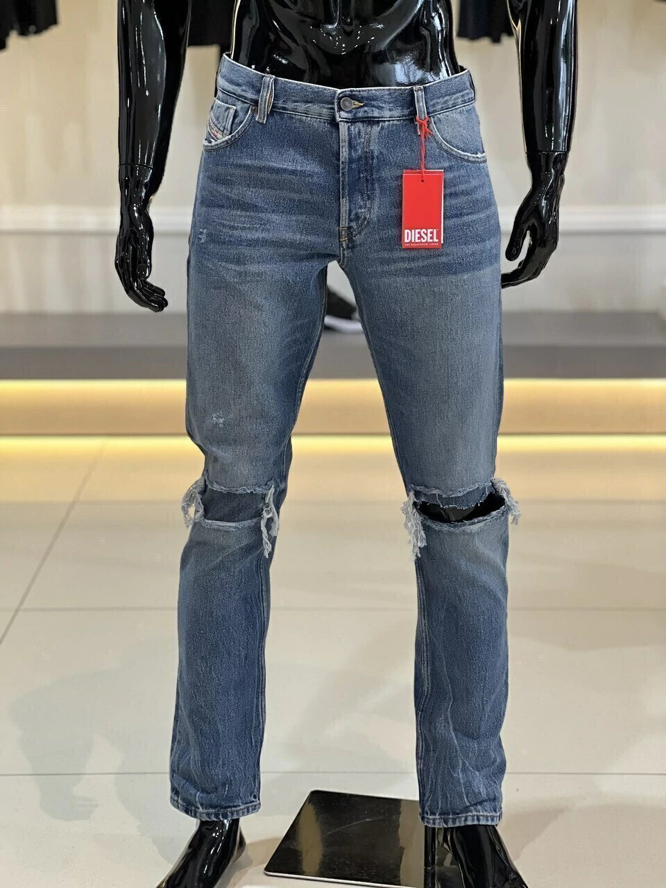Calça Diesel Jeans Superior Quality Italian Washing Destroyed Masculino Azul