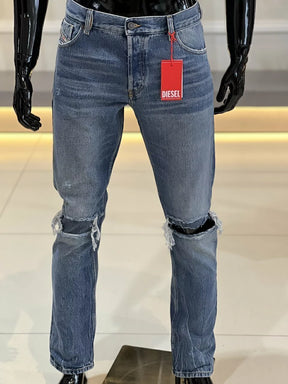 Calça Diesel Jeans Superior Quality Italian Washing Destroyed Masculino Azul