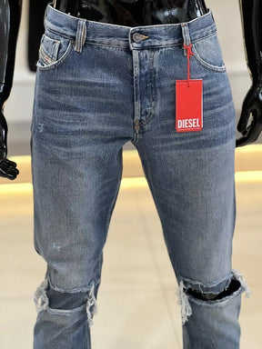 Calça Diesel Jeans Superior Quality Italian Washing Destroyed Masculino Azul