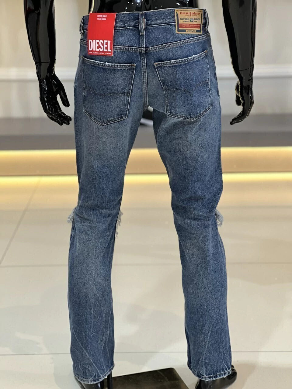 Calça Diesel Jeans Superior Quality Italian Washing Destroyed Masculino Azul