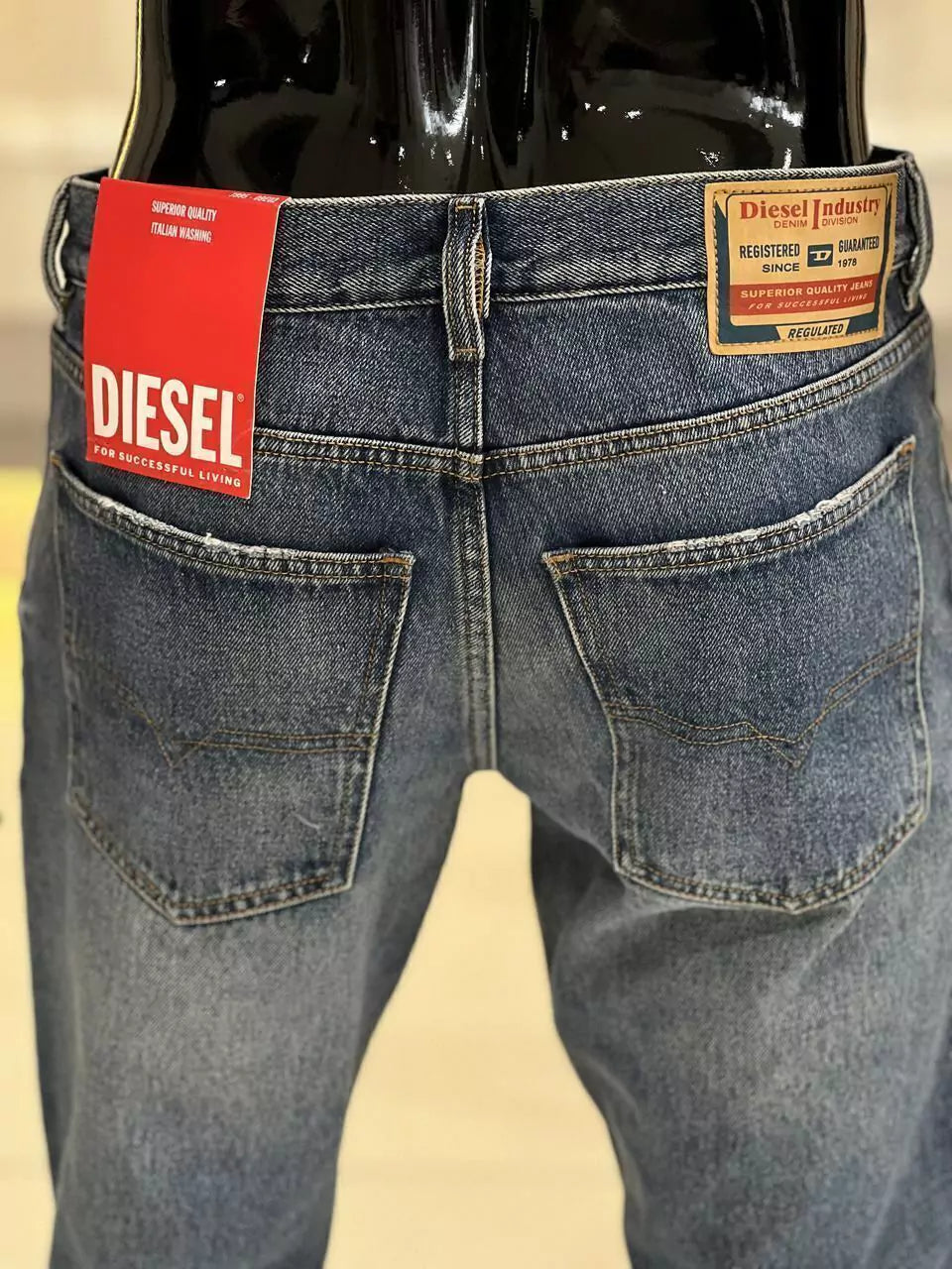 Calça Diesel Jeans Superior Quality Italian Washing Destroyed Masculino Azul