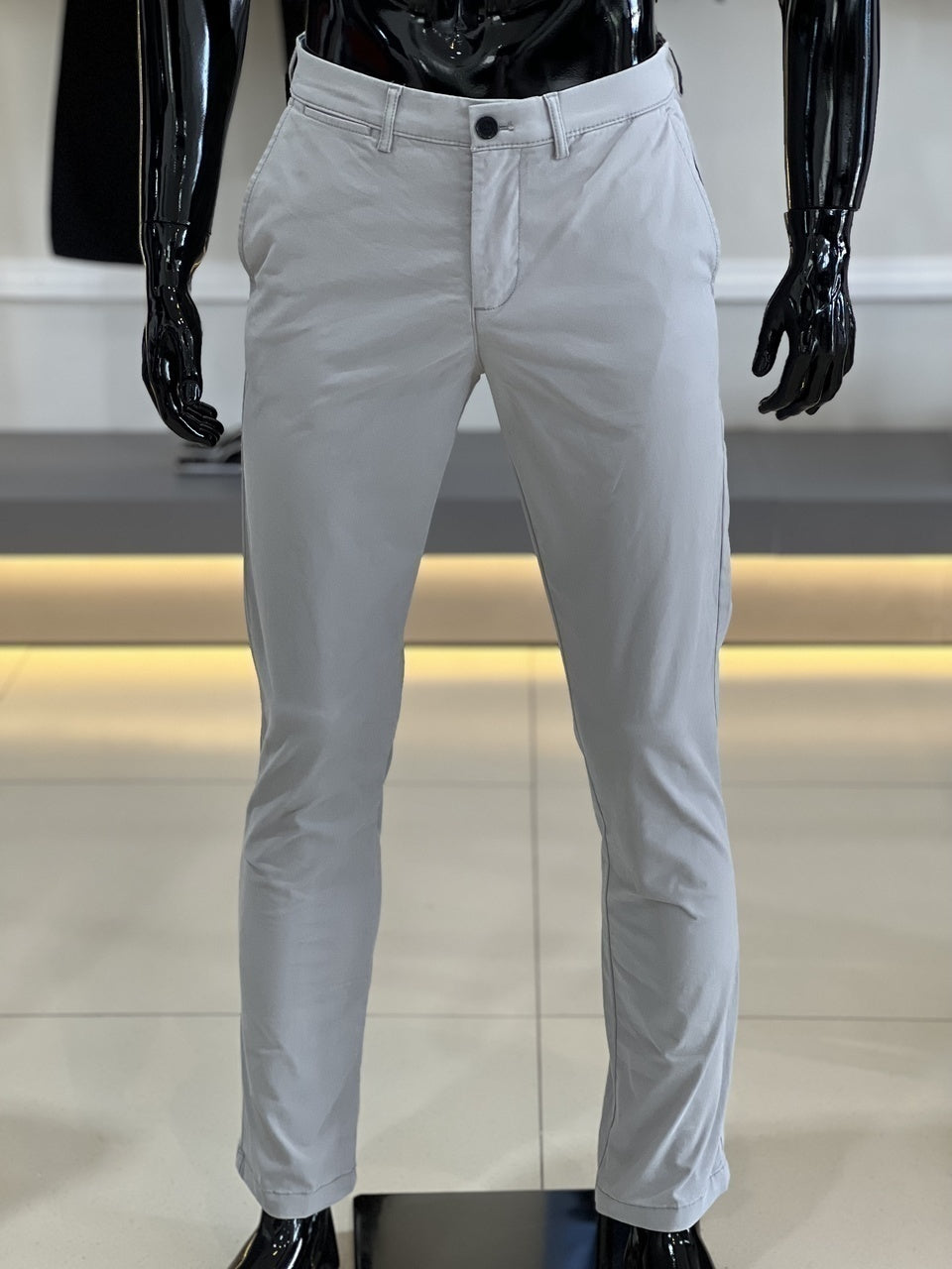 Calça Tommy Hilfiger Sarja Regular Fit Stretch Bolso Faca Masculino Cinza