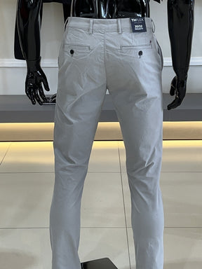 Calça Tommy Hilfiger Sarja Regular Fit Stretch Bolso Faca Masculino Cinza