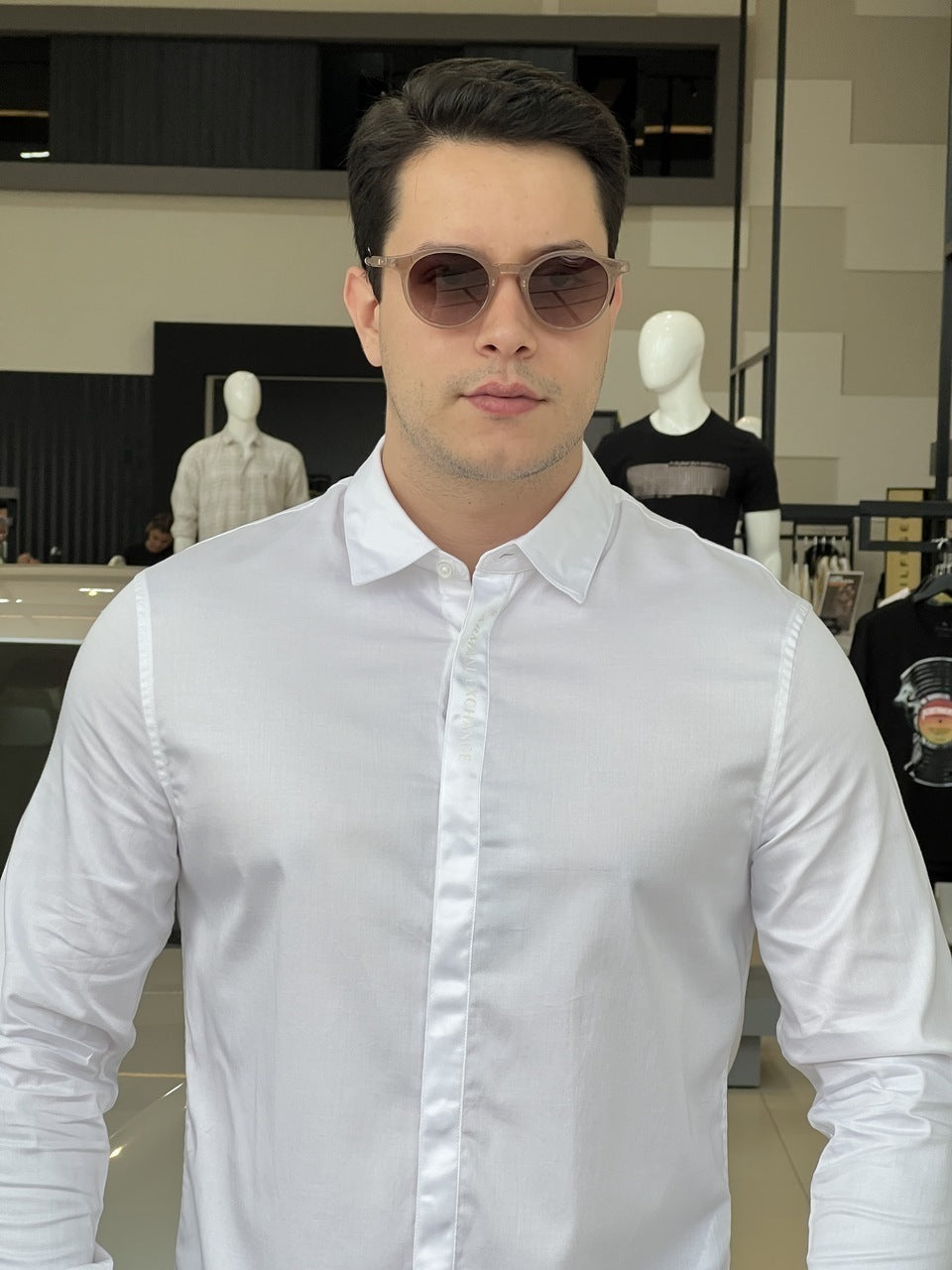 Camisa Armani Exchange Manga Longa Regular Masculino