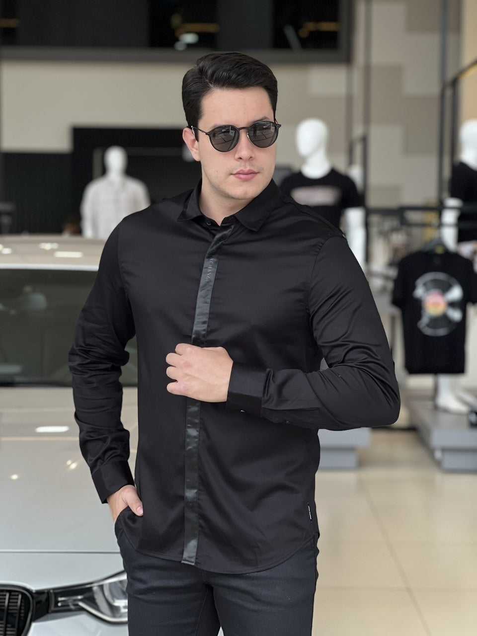 Camisa Armani Exchange Manga Longa Regular Masculino