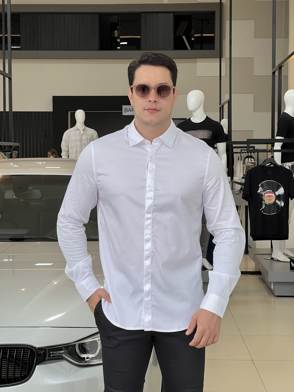 Camisa Armani Exchange Manga Longa Regular Masculino