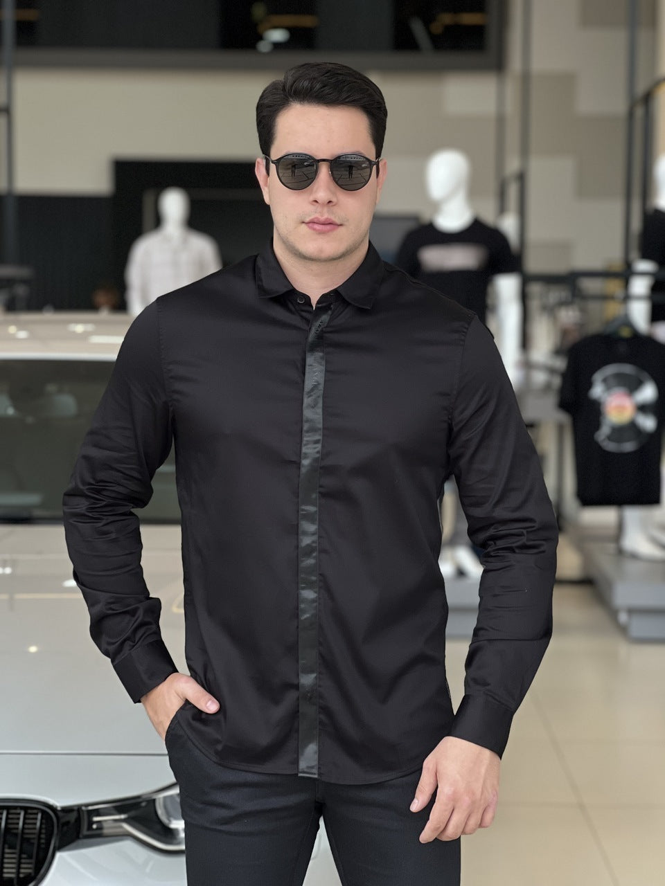 Camisa Armani Exchange Manga Longa Regular Masculino