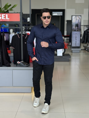 Camisa Armani Exchange Manga Longa Slim Masculino