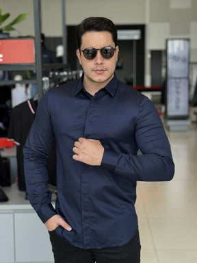 Camisa Armani Exchange Manga Longa Slim Masculino
