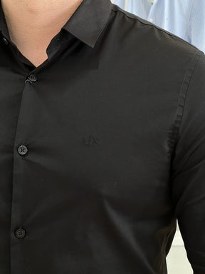 Camisa Armani Exchange Manga Longa Slim 8NZC31ZN28Z Black Masculino Preto