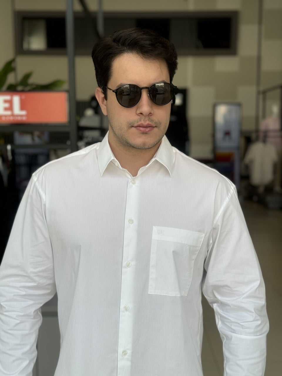 Camisa Calvin Klein Manga Longa Tricoline Fit Masculino