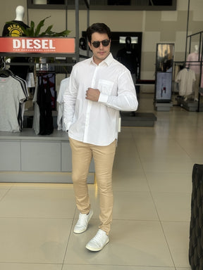 Camisa Calvin Klein Manga Longa Tricoline Fit Masculino