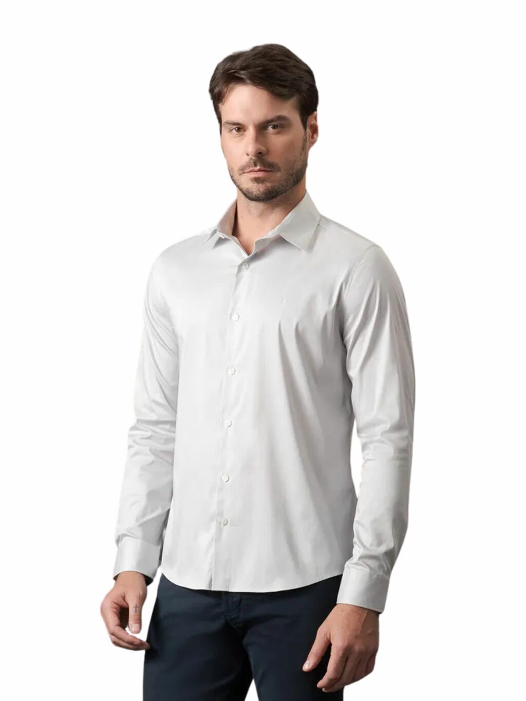 Camisa Calvin Klein Manga Longa Slim Fit CK Bordado Masculino