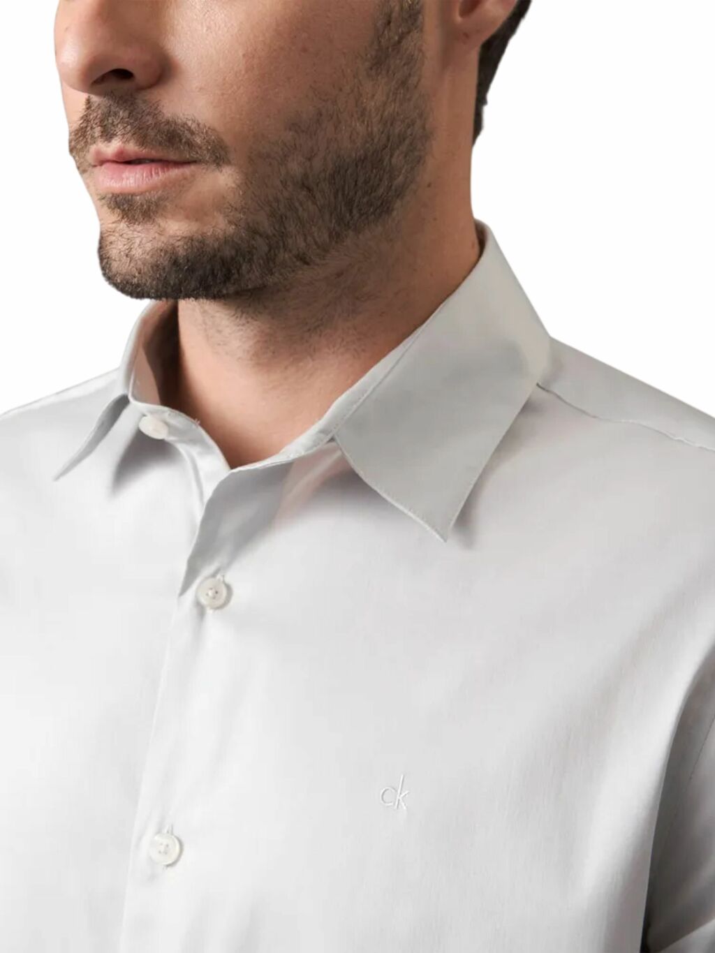 Camisa Calvin Klein Manga Longa Slim Fit CK Bordado Masculino
