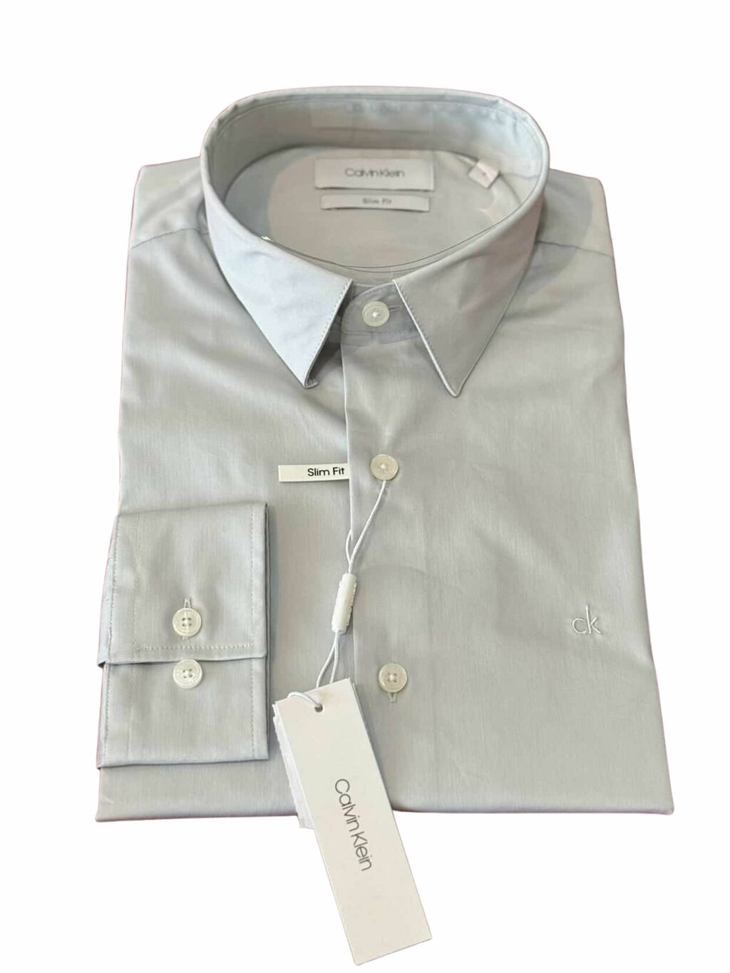 Camisa Calvin Klein Manga Longa Slim Fit CK Bordado Masculino