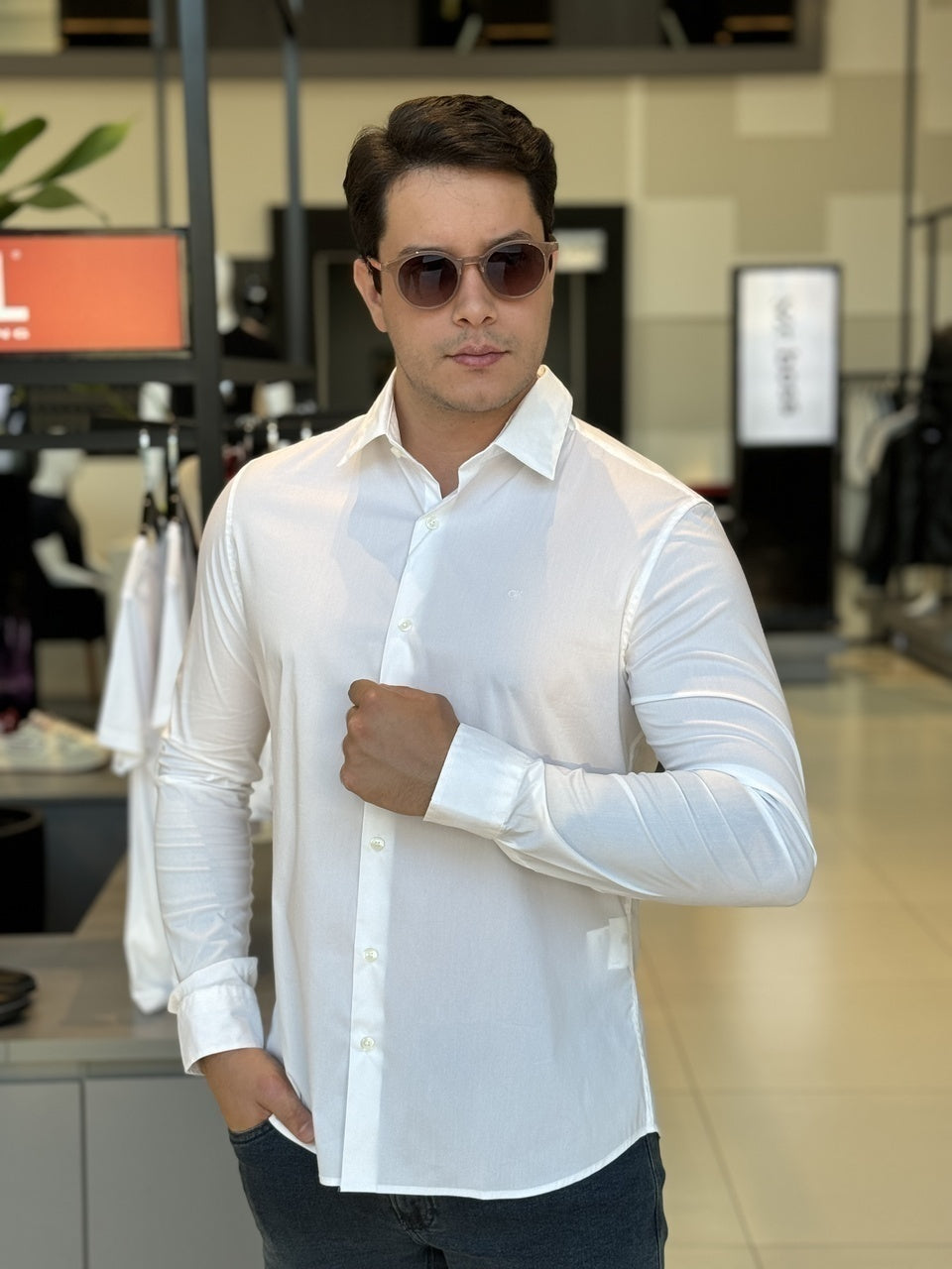 Camisa Calvin Klein Manga Longa Slim Fit Essential Masculino