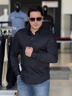 Camisa Calvin Klein Manga Longa Slim Fit CK Bordado Masculino
