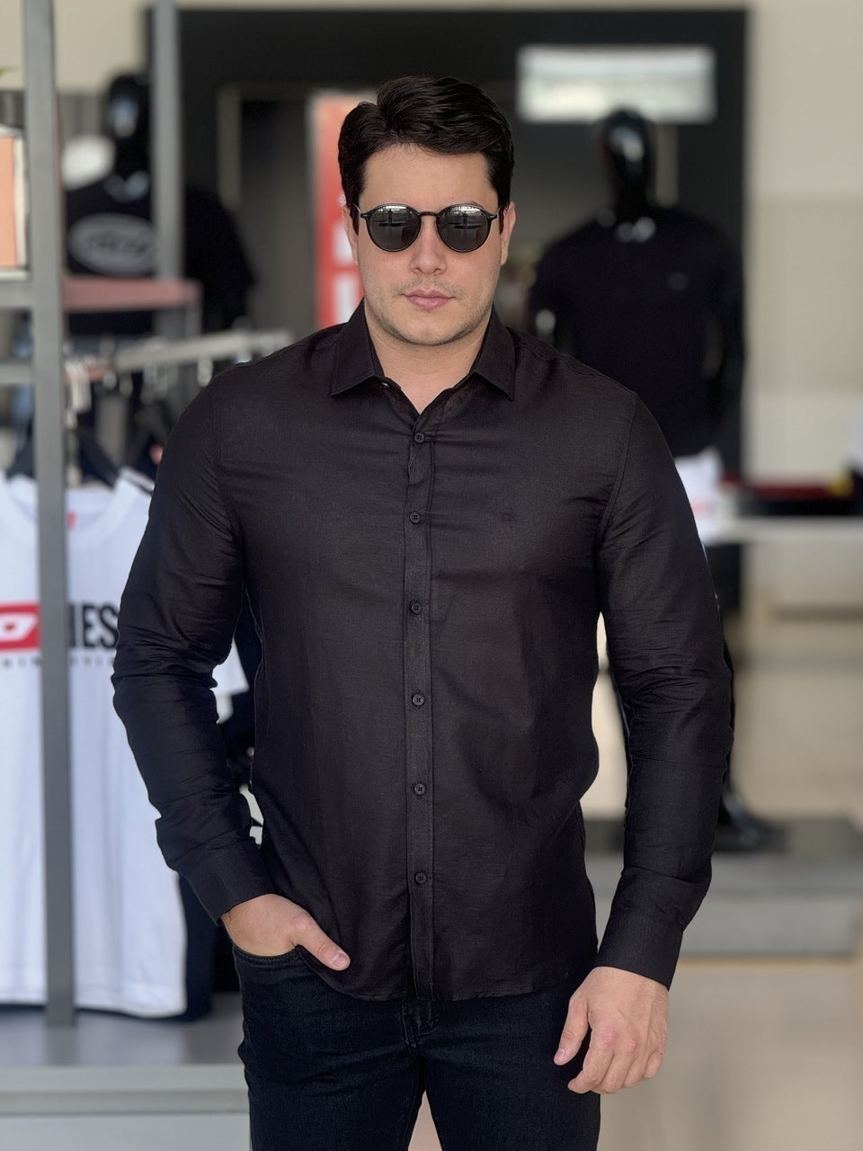 Camisa Calvin Klein Manga Longa Slim Fit Masculino