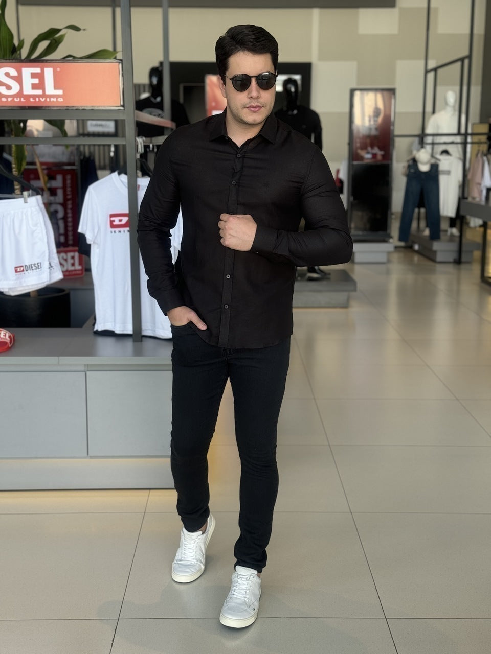 Camisa Calvin Klein Manga Longa Slim Fit Masculino
