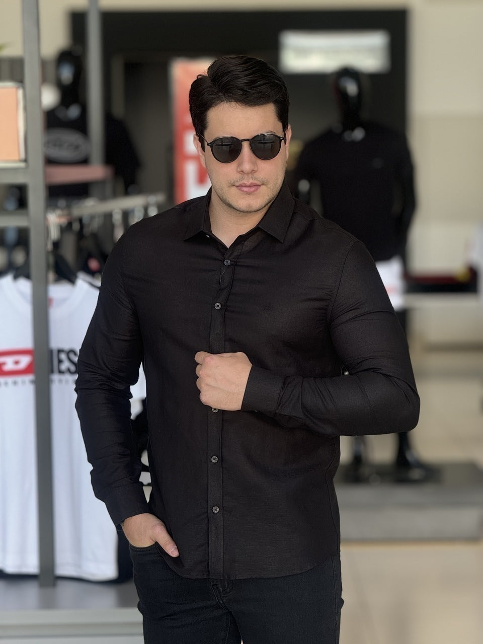 Camisa Calvin Klein Manga Longa Slim Fit Masculino