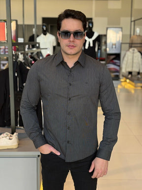 Camisa Calvin Klein Manga Longa Slim Fio 60 Masculino