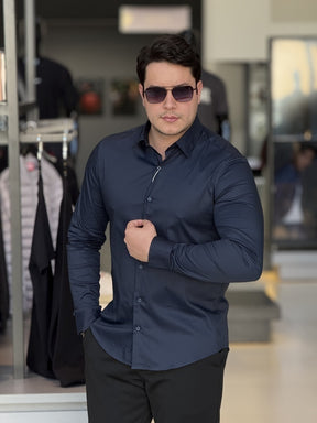Camisa Calvin Klein Manga Longa Slim Fit CK Bordado Masculino