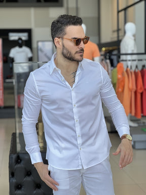 Camisa Calvin Klein Manga Longa Slim Fit CK Bordado Masculino